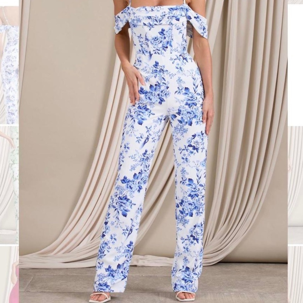 Club London Floral Off-Shoulder Jumpsuit